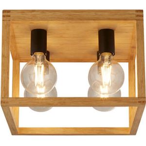 Searchlight SQUARE Plafondlamp 4 Lichts Hout Zwart