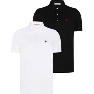 Felix Hardy Polo Shirt Korte Mouw Katoenen Pique 2 Pack Heren Zwart-Wit - 2Xl
