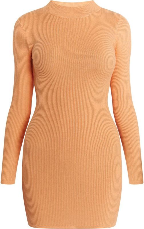 Mymo - Mini-gebreide Jurk - Oranje - Dames