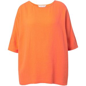 MIAMODA - Dames - Blouse oversized mousseline 3/4-mouw - Mandarijn - Maat 46+