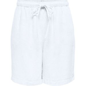 Only - Onlsiesta Mw Pull-up Lin Shorts - Korte Broek - Bright White - 80% Viscose, 20% Linnen