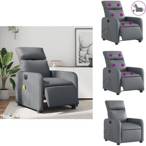 vidaXL Elektrisch Verstelbare Massagestoel - Elektrisch Verstelbare Massagestoelen - Massagestoel - Fauteuil - Massagestoel verstelbaar elektrisch kunstleer grijs