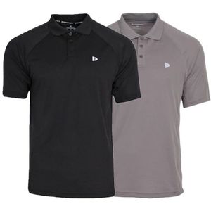 Donnay - Polo Björn - Sportpolo - Zwart/Steel-grey - 2-Pack