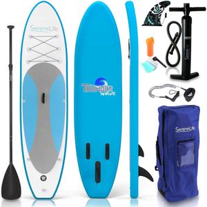 SereneLife SUP board - Antislip Opblaasbare Paddle Board met Peddel, Pomp, Leash en Accessoires