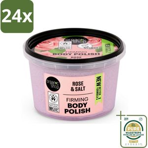 Organic Shop - Body Scrub Rose - Hydraterend en Verzorgend - 250 ml - Voordeelverpakking - 24 stuks - Organische Amandelolie - Biologische Ingrediënten