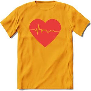 Valentijn Hart T-Shirt | Grappig Valentijnsdag Cadeautje voor Hem en Haar | Dames - Heren - Unisex | Kleding Cadeau | - Geel - XXL