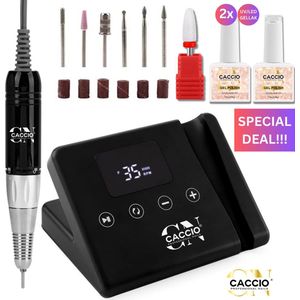 CACCIO®Premium 2.0 Elektrische Nagelfrees- 65W -Zwart -Vijl-35000RPM-Incl.7 nagelbitjes - Nagelvijl - Nagelvijl Elektrische - Manicure en Pedicure Voeten en Handen - Elektrische nagelvijl - Acrylnagels - Gelnagels - Nepnagels-manicure en pedicure set