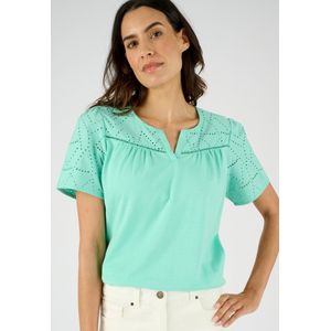 Damart - T-shirt met Engels borduurwerk van zuiver katoen - Dames - Blauw - XS