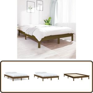 vidaXL Bedframe - Massief Grenenhout - 160x200 cm Klassieke Bed - Houten Bed - Grenenhouten Bed - Tweepersoonsbed - Honingbruin Bed