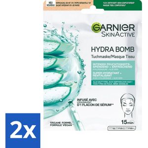 Garnier - SkinActive - Hydrabomb Tissue Masker - Hyaluronzuur & Aloe Vera - Super Hydraterend - 1 Gezichtsmasker - Voordeelverpakking - 2 stuks
