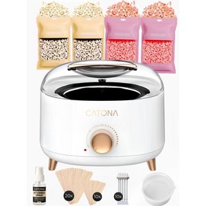 CATONA® Wax Apparaat - Professioneel Ontharingsapparaat - Wax Heater - 500ml - Inclusief 4 Zakjes Wax Beans en Neus Wax Sticks - Wit