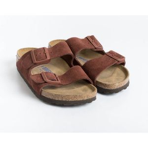 Birkenstock - maat 41 - Arizona Dames Slippers Chocolate Suede Narrow-fit