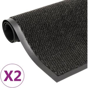 vidaXL-Droogloopmatten-2-st-rechthoekig-getuft-90x150-cm-zwart