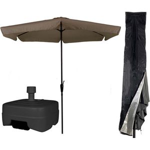 CUHOC Taupe Parasol - Parasolhoes - Extra Zware Vulbare Verrijdbare Parasolvoet - parasol met voet, parasol met hoes en voet, stokparasol met hoes en voet