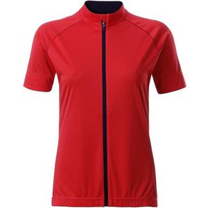 James and Nicholson Dames/damesfietsen Volle Ritssluiting T-Shirt (Tomaat rood/zwart)