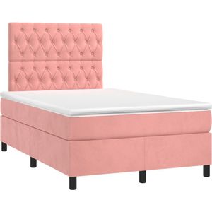 vidaXL-Boxspring-met-matras-fluweel-roze-120x190-cm