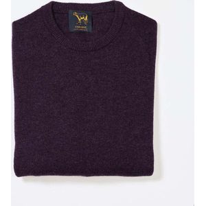 Osborne Knitwear Trui met ronde hals - Sweater heren in Lamswol - Pullover Heren - Elderberry - 3XL