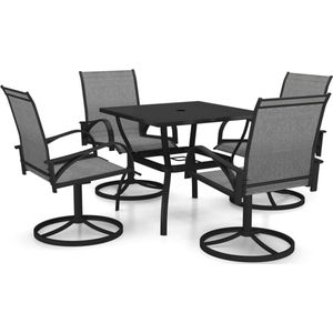 vidaXL 5-delige Tuinset - Staal & Textileen Tuinbank - Tuinset - Buitentijd - Lounge Set - Eetkamerset