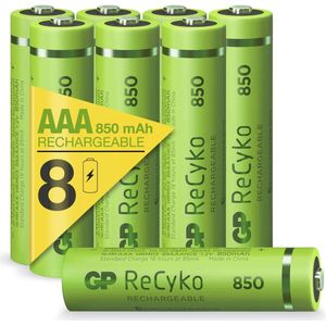 GP ReCyko Rechargeable AAA batterijen - Oplaadbare batterijen AAA (850mAh) - 8 stuks