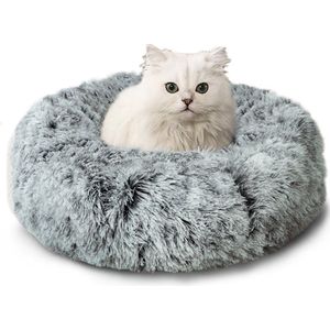 CALIYO Hondenmand Donut - Kattenmand 60 cm- Fluffy Hondenkussen - Geschikt voor honden/katten tot 40 cm - Gradiënt grijs