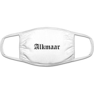 Alkmaar mondkapje | gezichtsmasker | bescherming | bedrukt | logo | Wit mondmasker van katoen, uitwasbaar & herbruikbaar. Geschikt voor OV