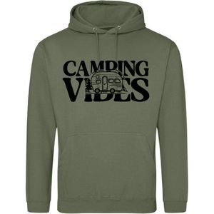 Camping hoodie - Hoodie Army-Legergroen - Camping Vibes - Dames en Heren - Maat S