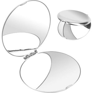 Stainless Steel Pocket Mirror - Zilver - Draagbare Makeup Spiegel - Reparatie Spiegel (Rond)