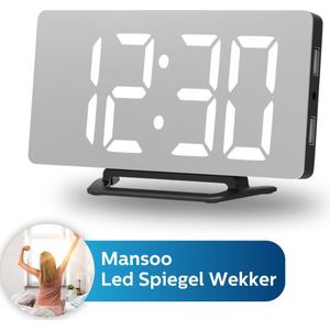 Mansoo Wekker - Digitale Wekker - Wekker - Digitale Klok - Wekkers Digitaal - Digitale Wekker Slaapkamer - Duurzaam - LED - Zwart
