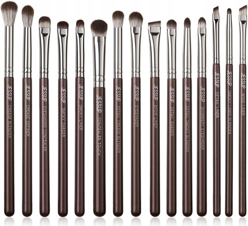 Jessup - Oogmake-upborstelset - Bruin - Professionele 15-delige Synthetische Borstelset