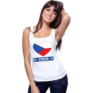 Tsjechie singlet shirt/ tanktop met Tsjechische vlag in hart wit dames XL