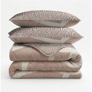 Sleeptime 2 in 1 Dekbed zonder Overtrek Shapes - Dekbed - 240 x 200 cm + 2 x kussenslopen 60x70 - Zand