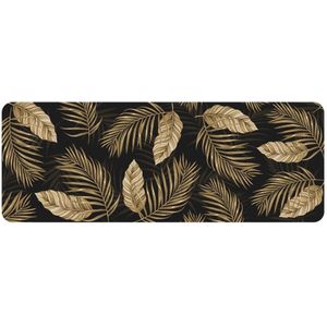 Antislip foam badmat Palm Leaves – Goud – Zwart – 45 x 120 CM