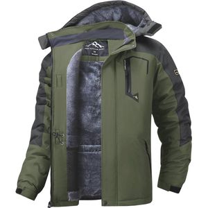 Waterdichte winterjas voor heren - Warme en winddichte ski-fleece outdoorjas met afneembare capuchon