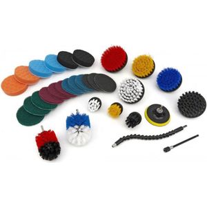 Boorborstels voor het reinigen van diverse zaken, 31 stuks, Boorborstel set reinigingsgereedschap, Auto boren borstels detaillering met schrobpads, Power Scrubber Kit met verlengde lange bevestiging - voor voeg, tegels, gootstenen