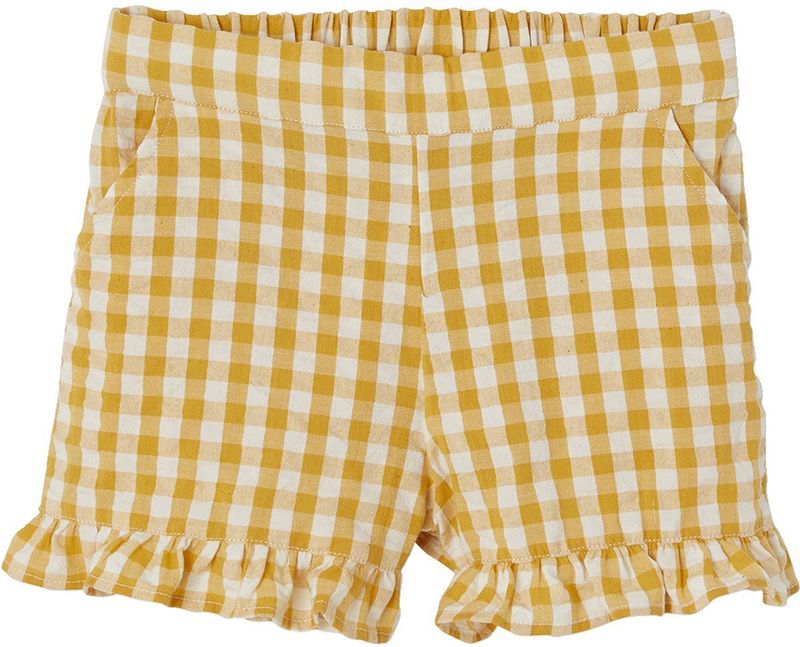 Set - Ivoor - Meisjesshirt en Shorts - Korte Mouwen - Vichyruiten