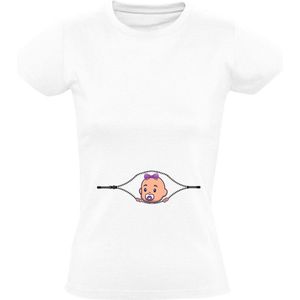 Baby rits meisje Dames T-shirt | zwanger | moeder  | meisje | dochter | grappig | Wit