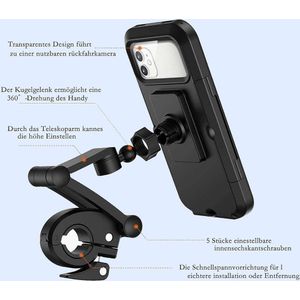 Fiets mobiele telefoonhouder motorfiets universele houder fiets waterdicht touchscreen met 360° draaibare outdoor fietshouder telefoonhouder telefoonhouder voor smartphones tot 6,7 inch