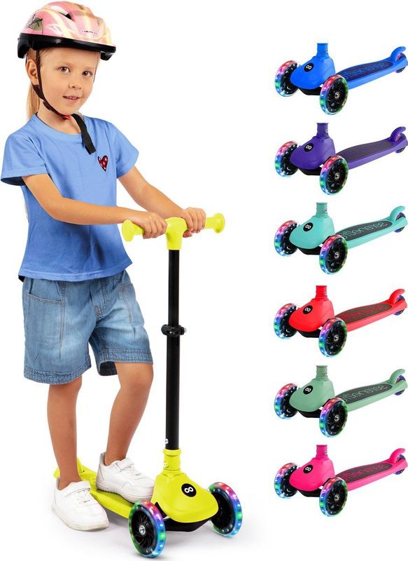 SereneLife - 3-Wiel Step - Opvouwbare Step - LED Verlichting - Verstelbaar Stuur - Antislip Voetplaat