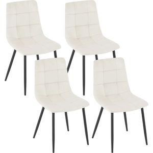 Eszenzics™ Eetkamerstoelen model Sep - Luxe set van 4 stuks - Wit - Ergonomisch en minimalistisch ontwerp - Stevig frame - Zacht stof