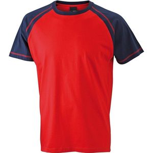 James and Nicholson - Heren Raglan T-Shirt (Rood/Navy)