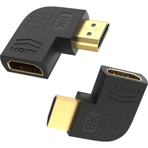 Sounix HDMI Adapter - HDMI Verloopstuk- HDMI 2.1 - 8K - 90/270 graden haakse - HDMI aansluiting - 2 stuks - Zwart