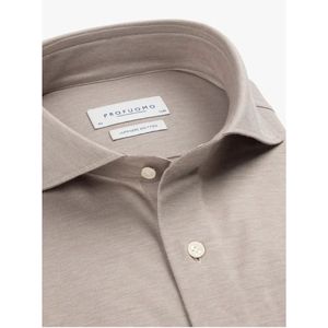 Profuomo slim fit heren overhemd, jersey, beige