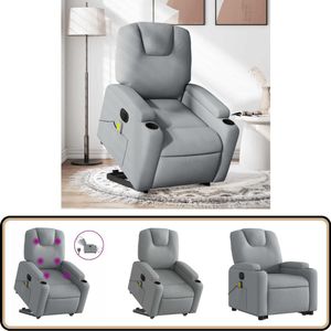 vidaXL Sta-op-massagestoel - Elektrisch Verstelbaar - Lichtgrijs Elektrische Sta-opstoel - Massageruimte - Ergonomische Stoel - Lounge Stoel - Relaxfauteuil