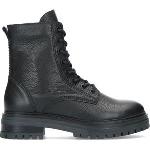 Manfield Leren Veterboots Zwart