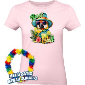 Dames t-shirt Last Call to Relax | Toppers in Concert 2024 | Club Tropicana | Hawaii Shirt | Ibiza Kleding | Lichtroze Dames | maat XXL