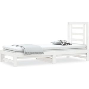 VidaXL Uitschuifbare Slaapbank Massief Grenenhout Wit 2x(90x200) cm