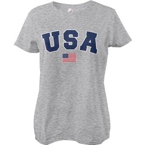 Hybris USA Varsity Girly Tee Damen T-Shirt Heather-Grey-S