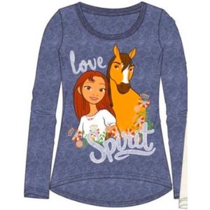 Dreamworks Spirit Riding free Meisjes T-shirt - blauw -  Maat 104 / 4 jaar