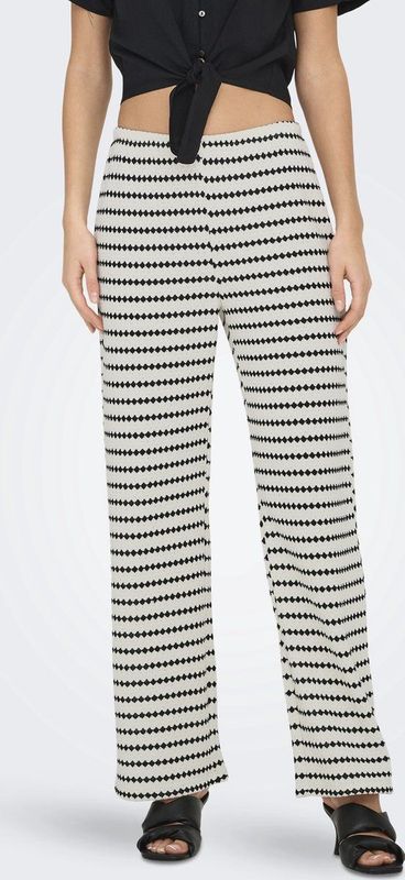 Only Broek Onleva Stripe Wide Leg Pant Jrs 15348629 Cloud Dancer/black Dames Maat - XS