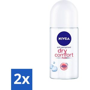 2 x Nivea - Deo Roll-On - Dry Comfort Plus - 48 Uur Lang Werkend - 50 ml - NIVEA Deodorant - Anti-transpirant - 48 Uur Bescherming - Droog Gevoel - Roll-on